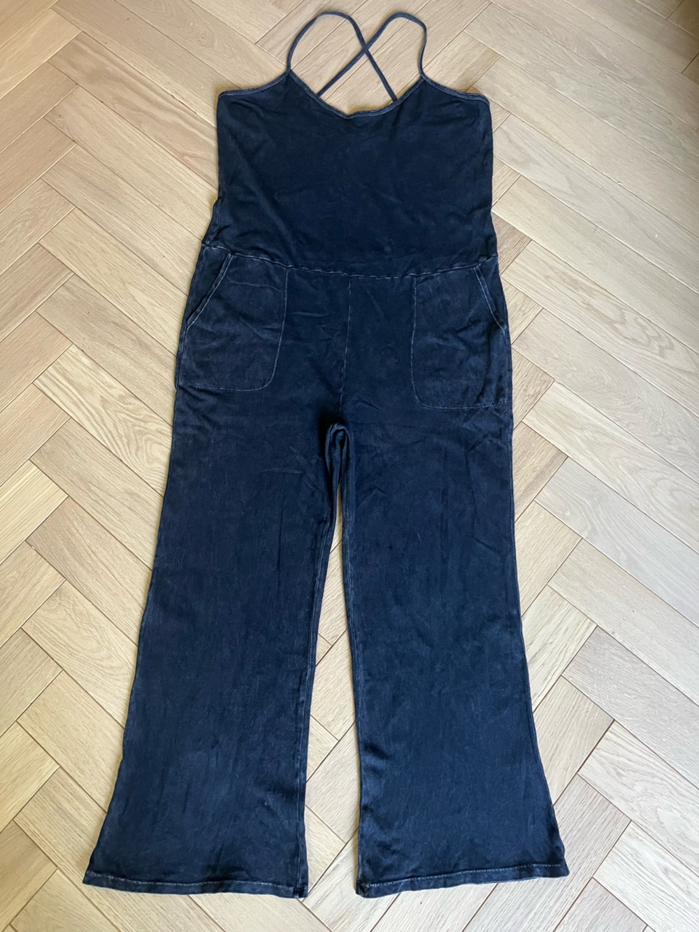 Beyond Yoga 100% cotton Black Relaxed-Fit Wide Leg jumpsuit